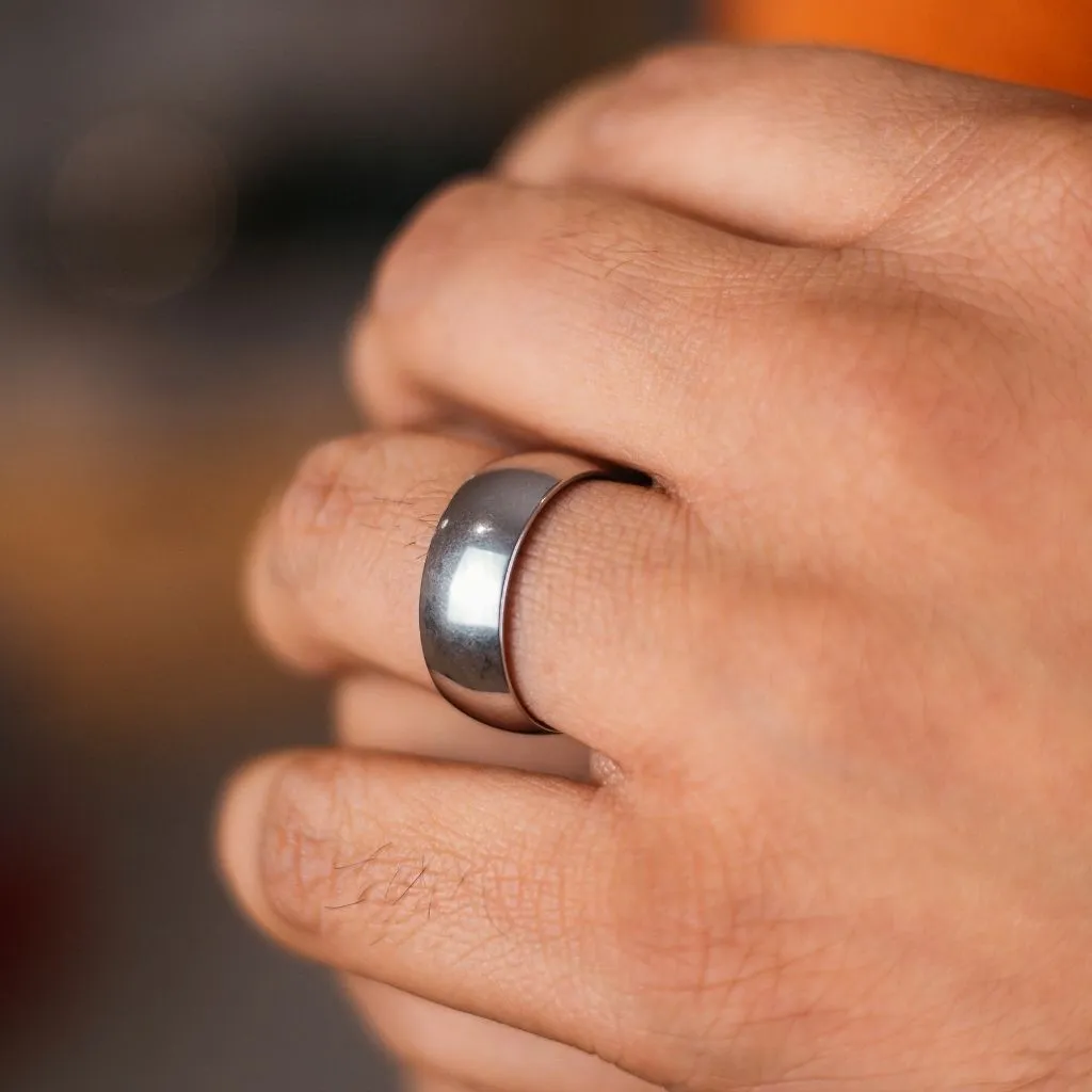8mm Mens Blue Silver Black Tungsten Engagement Band Ring