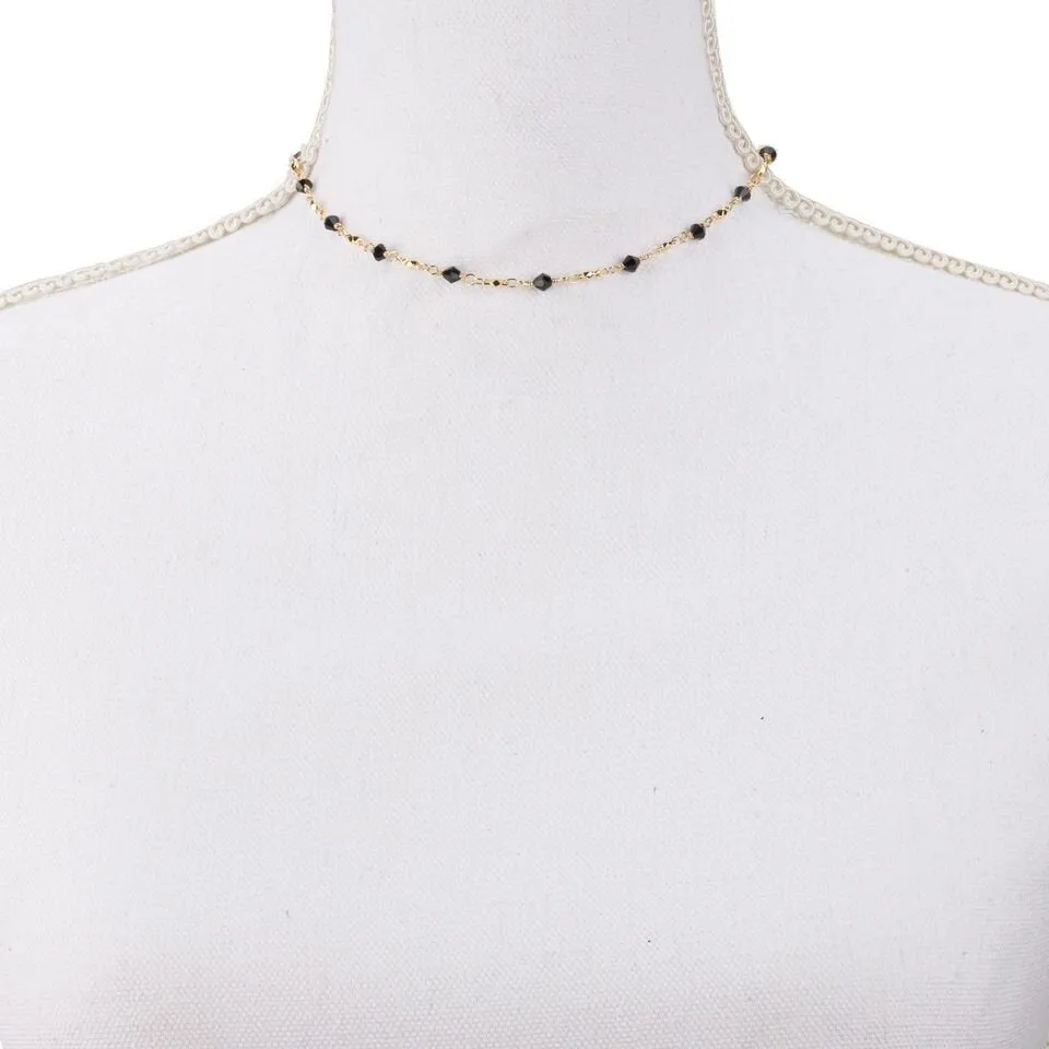 Black La Reina Crystal Choker Necklace