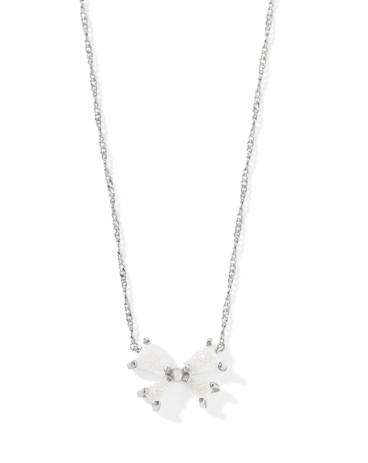 Blair Silver Bow Small Short Pendant Necklace in Iridescent Drusy | KENDRA SCOTT