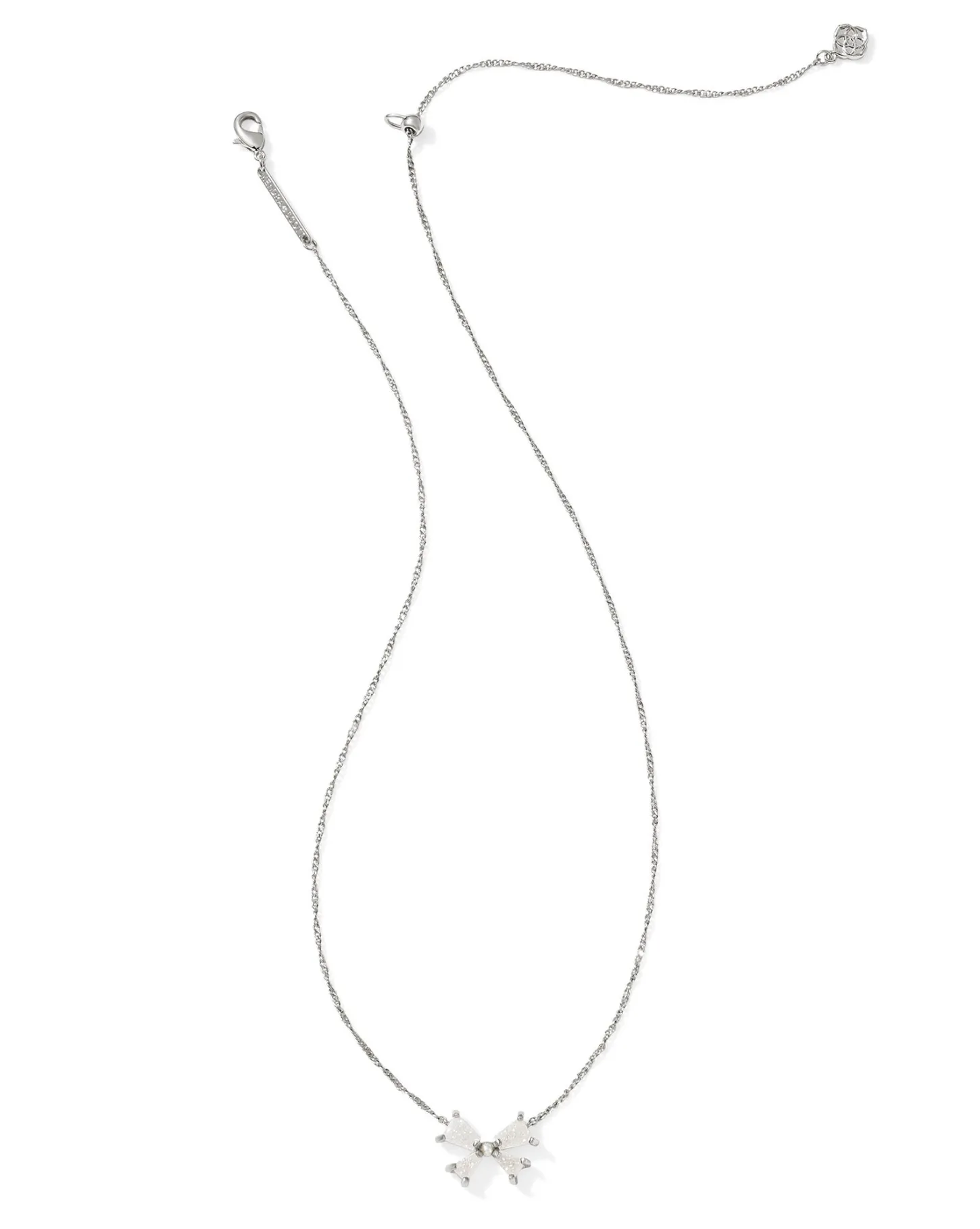 Blair Silver Bow Small Short Pendant Necklace in Iridescent Drusy | KENDRA SCOTT
