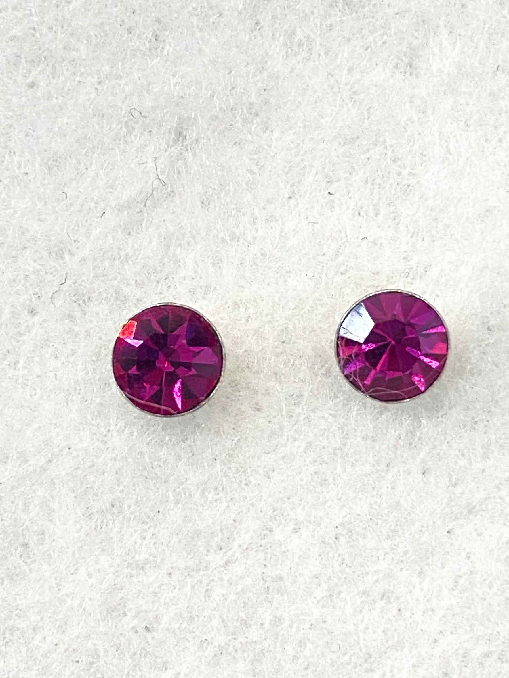 Colorful Cubic Zirconia On Sterling Silver Stud Earrings