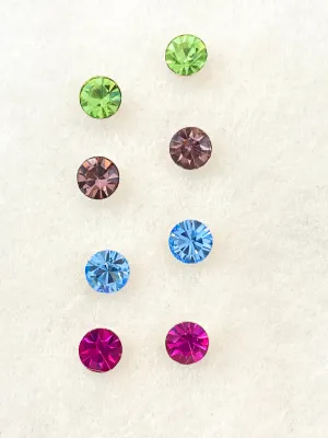 Colorful Cubic Zirconia On Sterling Silver Stud Earrings