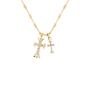 Double Cross Pendant Necklace