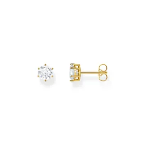 Ear studs with white zirconia in brilliant cut