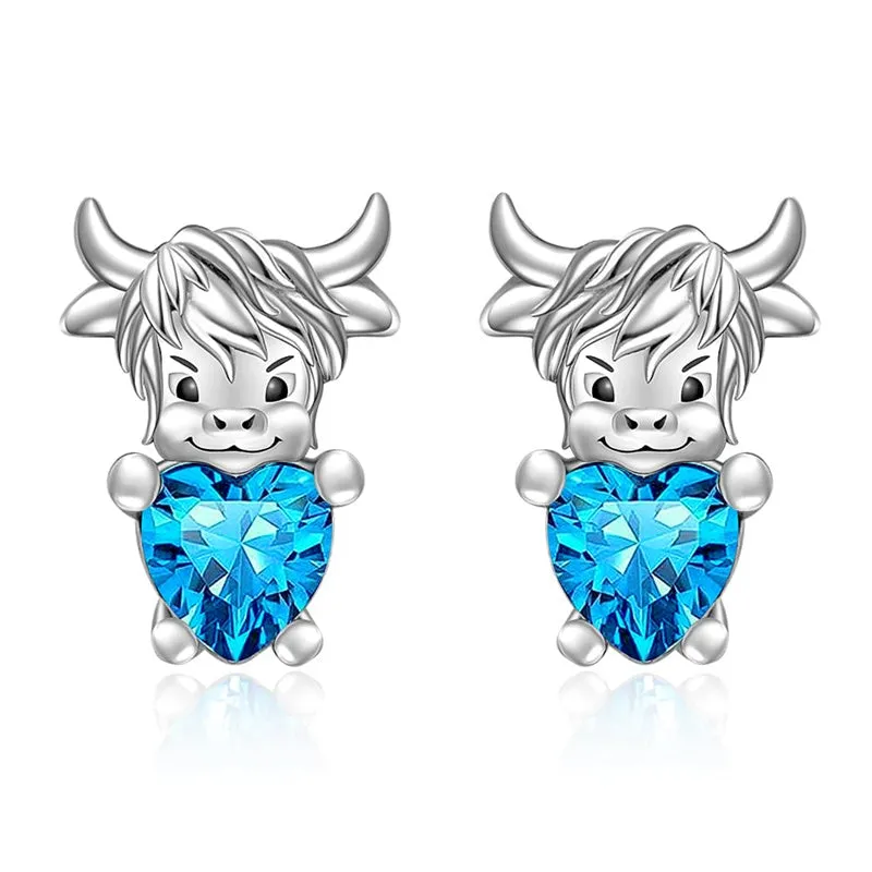 Highland Cow Earrings for Women Sterling Silver 925 Cute Animal Earrings Studs Christmas  Valentines Gifts