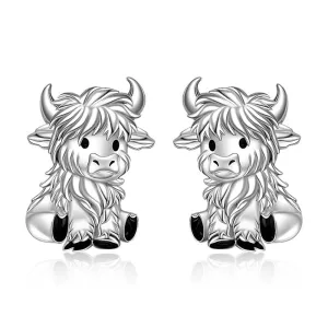 Highland Cow Earrings for Women Sterling Silver 925 Cute Animal Earrings Studs Christmas  Valentines Gifts