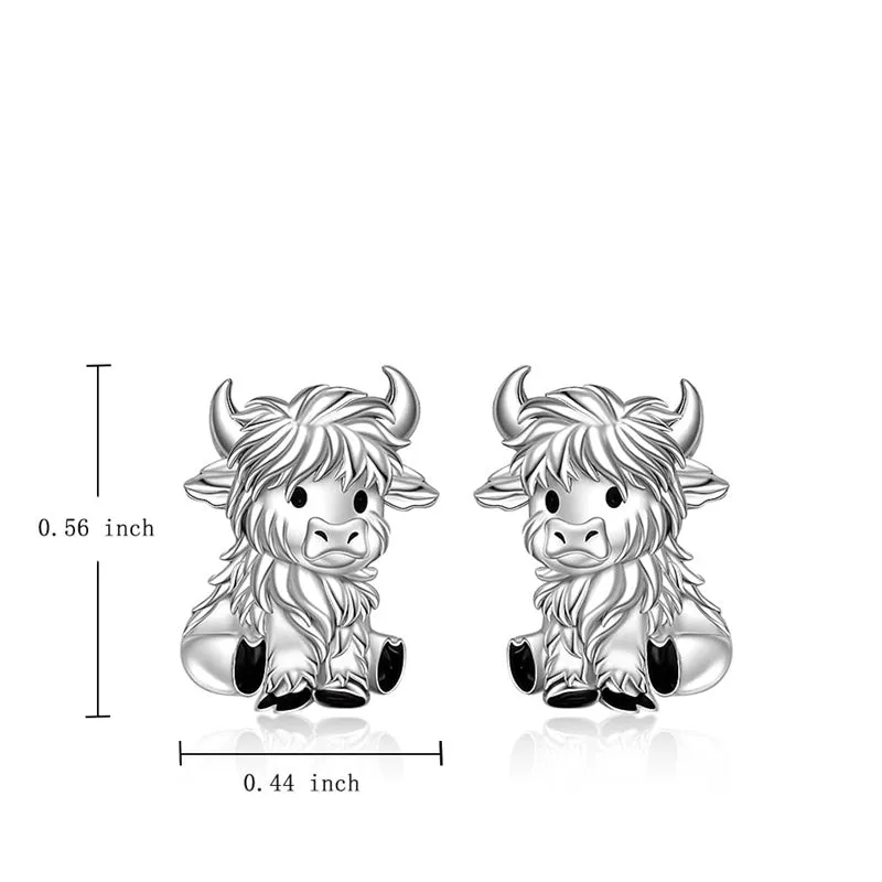 Highland Cow Earrings for Women Sterling Silver 925 Cute Animal Earrings Studs Christmas  Valentines Gifts