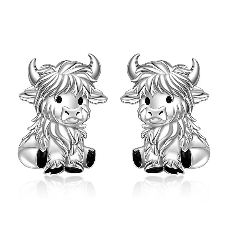 Highland Cow Earrings for Women Sterling Silver 925 Cute Animal Earrings Studs Christmas  Valentines Gifts