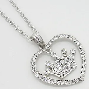 iLLASPARKZ Crystal Heart Crown Pendant Necklace