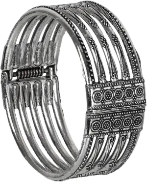 Indian Designer Fashion Handmade Traditional Ethnic Silver Oxidized Bollywood Kada Open Bracelet Bangles