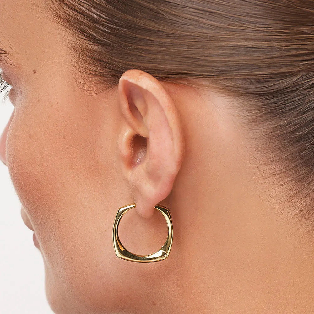 Maxi Square Edge Hoops in Gold