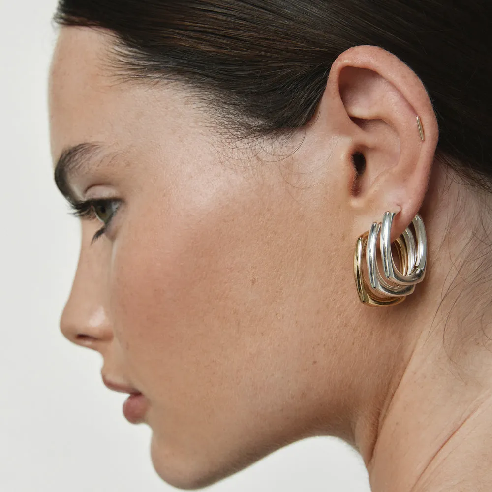 Maxi Square Edge Hoops in Gold