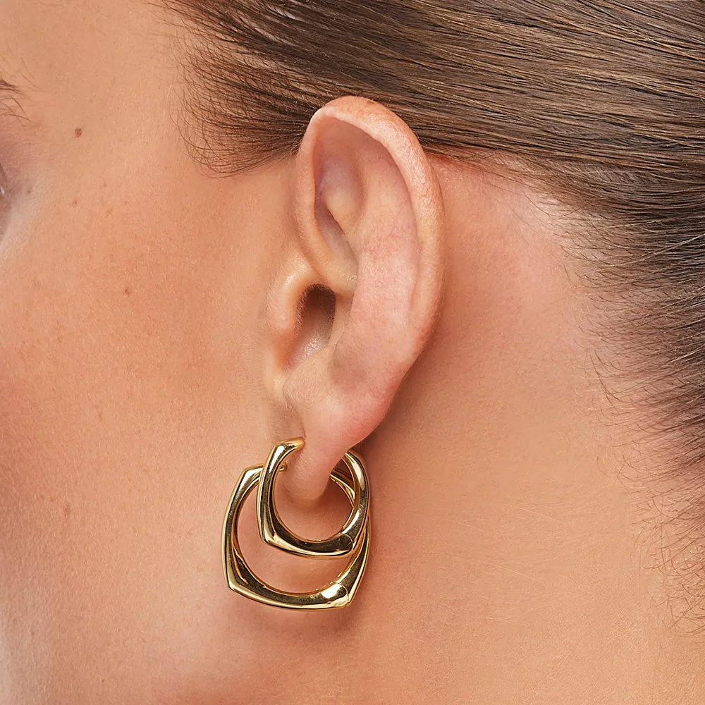 Maxi Square Edge Hoops in Gold