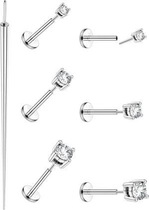 MILACOLATO 20G Threadless Flat Back Earrings Studs Hypoallergenic 316L Surgical Steel Push in Nose Rings 14K Gold Plated Nose Rings Studs Tragus Medusa Monroe Helix Labret Lip Nostril Cartilage Piercing Jewelry