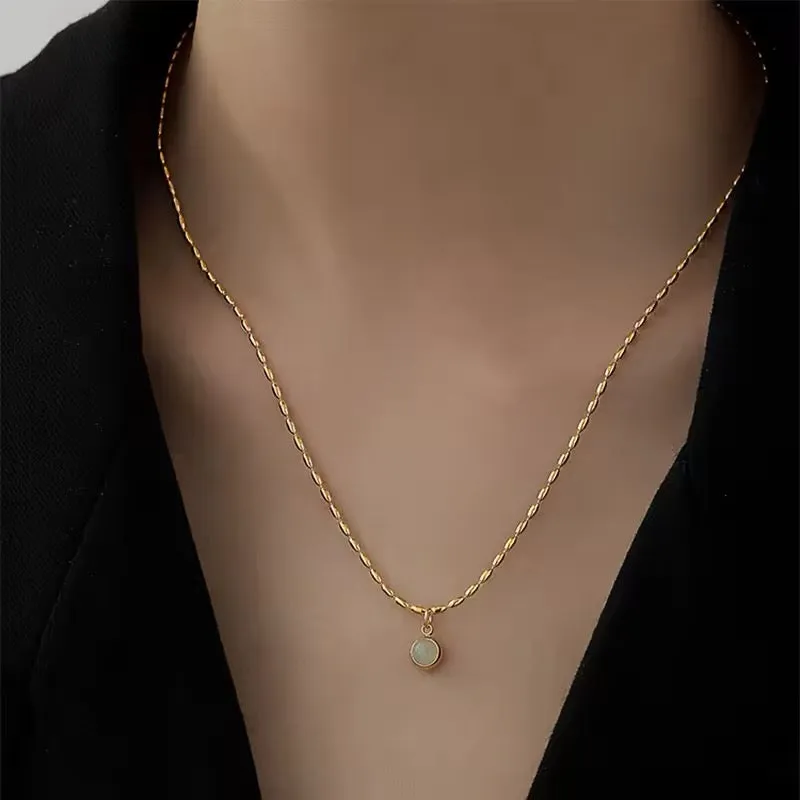 Minimalist Vintage Elegant Stainless Steel Circular Pendant Necklace