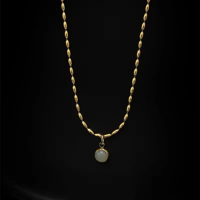 Minimalist Vintage Elegant Stainless Steel Circular Pendant Necklace