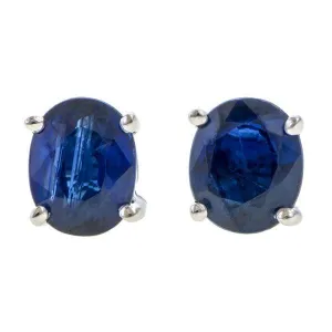Oval Faceted Sapphire Stud Earrings
