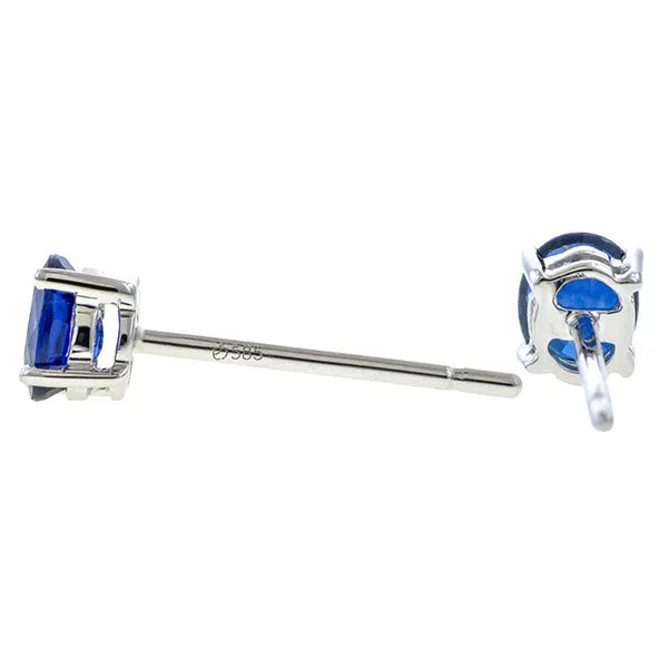 Oval Faceted Sapphire Stud Earrings