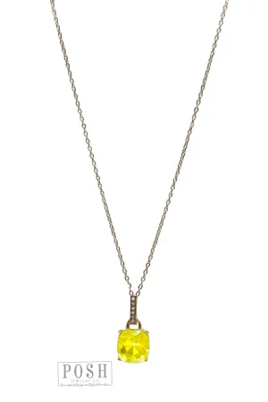 Posh By Pink Panache Yellow Necklace With Large AB Yellow Pendant