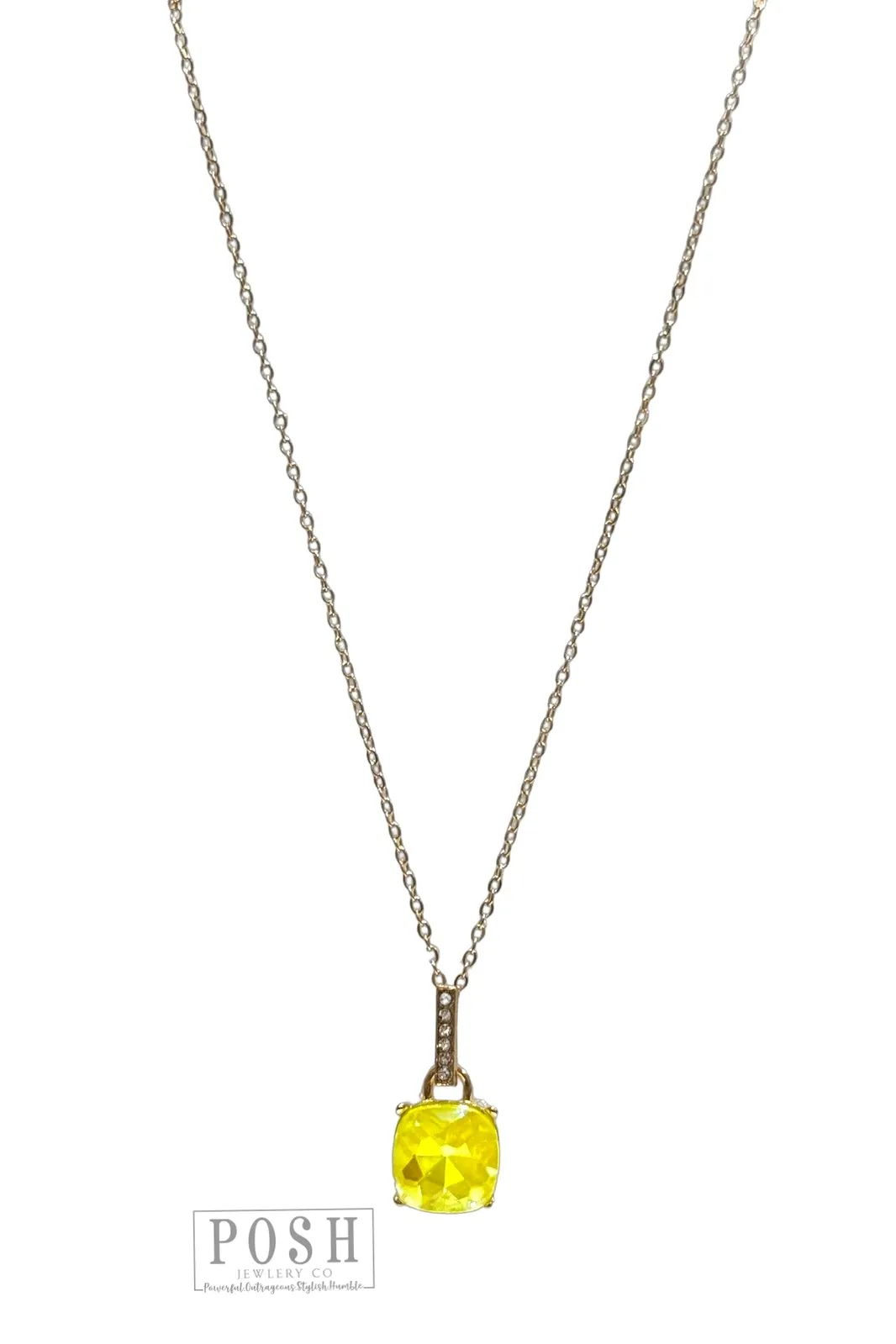 Posh By Pink Panache Yellow Necklace With Large AB Yellow Pendant