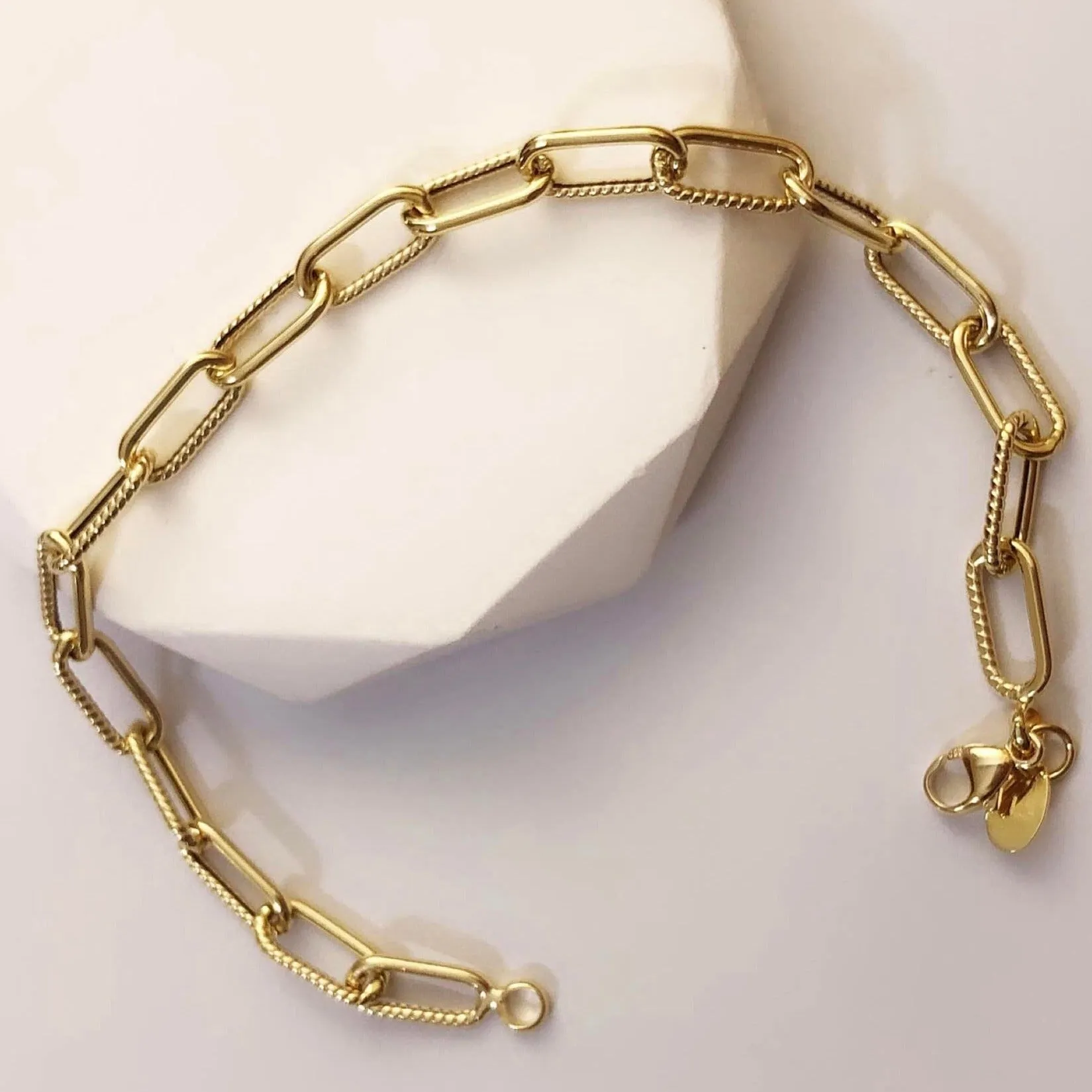 Rope & Paperclip Bracelet 18K Gold