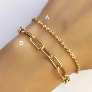 Rope & Paperclip Bracelet 18K Gold