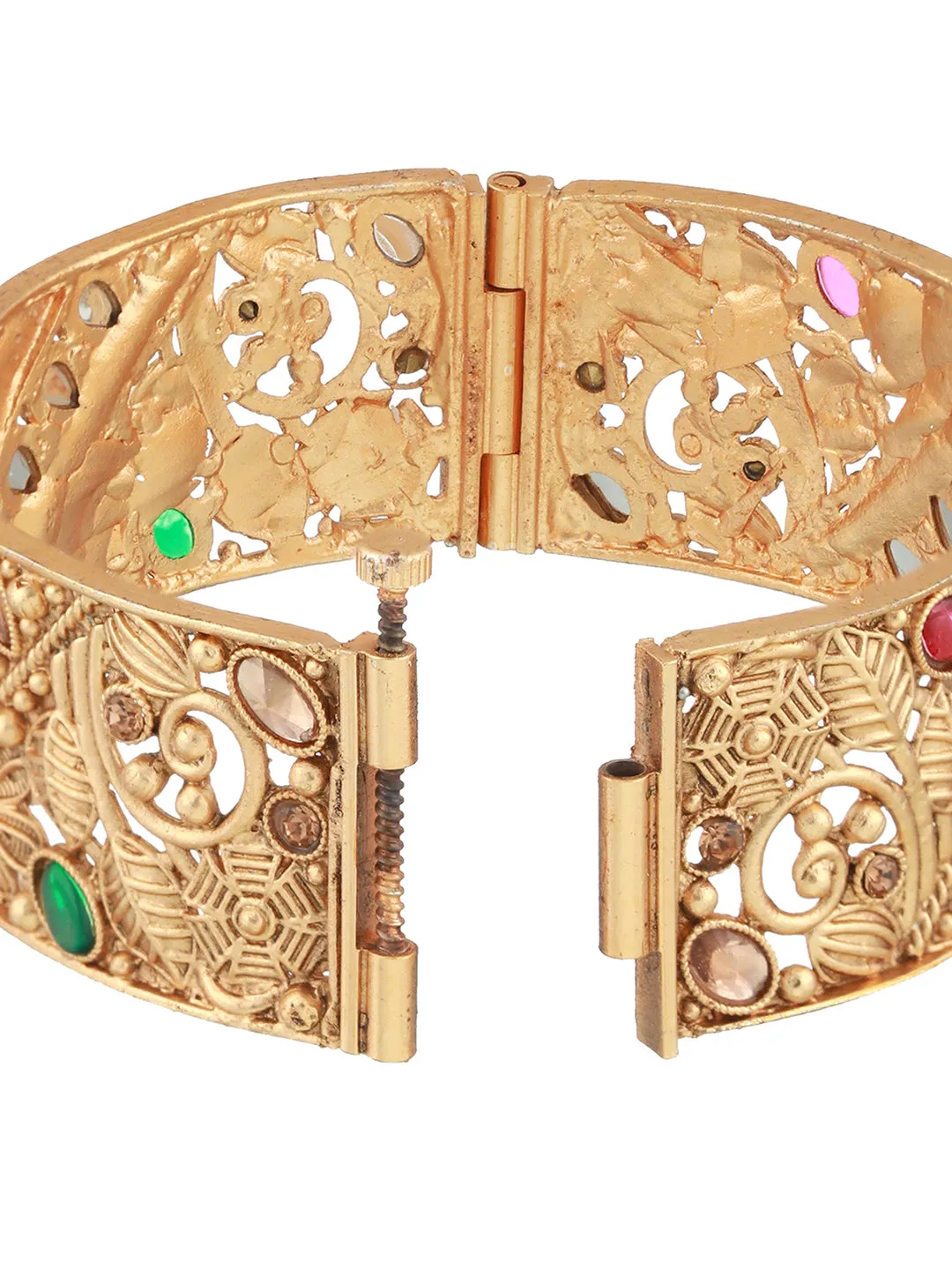 Set Of 2 24K Gold-Plated Stone-Studded Bangles