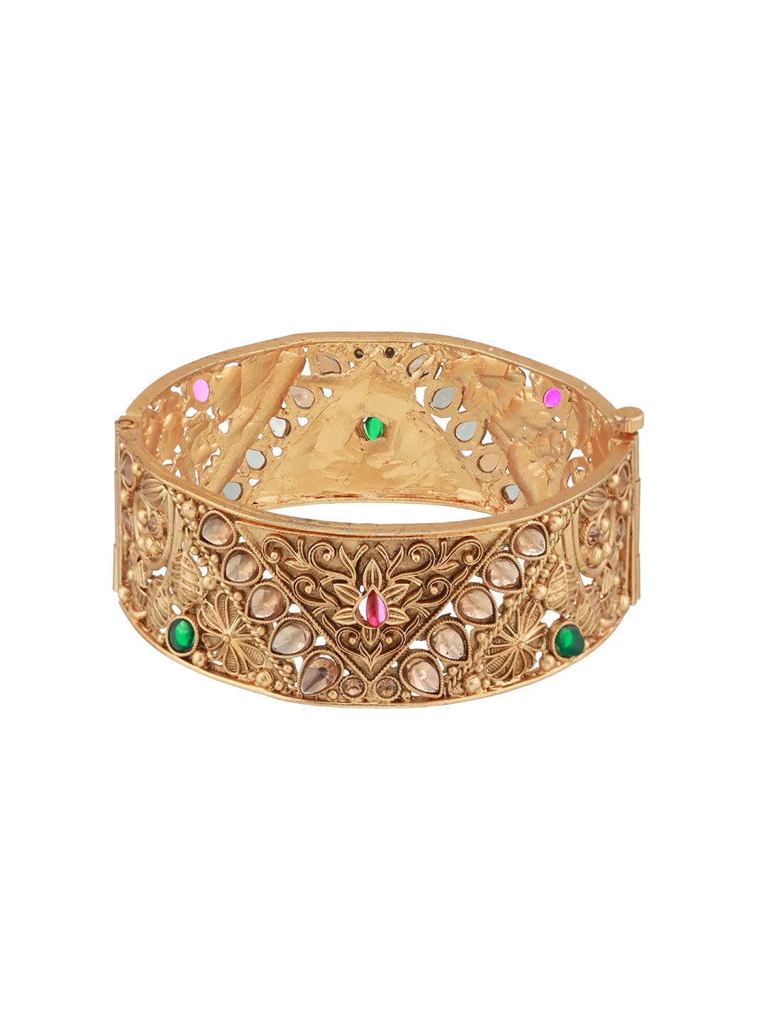 Set Of 2 24K Gold-Plated Stone-Studded Bangles