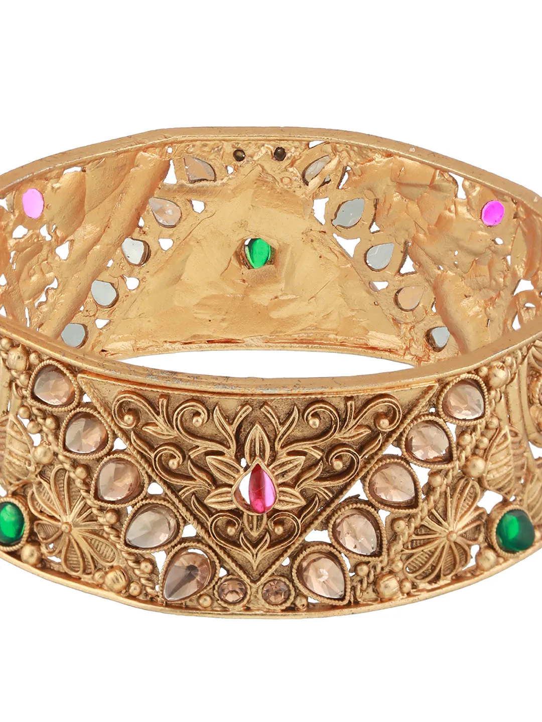 Set Of 2 24K Gold-Plated Stone-Studded Bangles