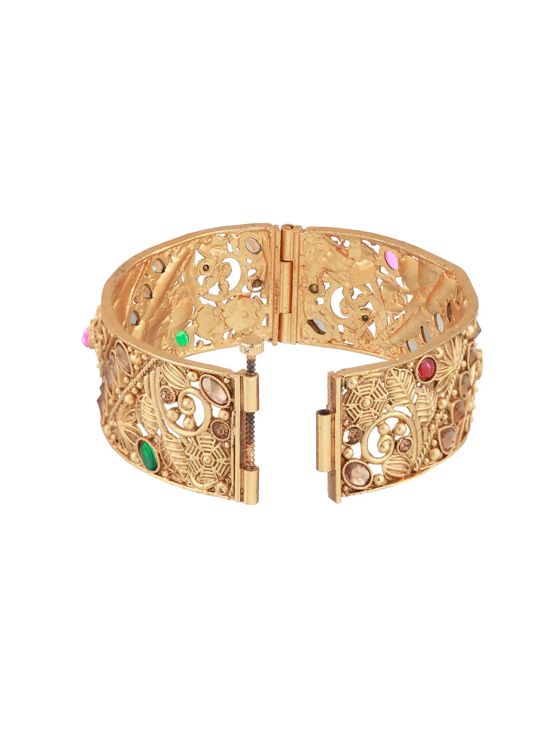 Set Of 2 24K Gold-Plated Stone-Studded Bangles