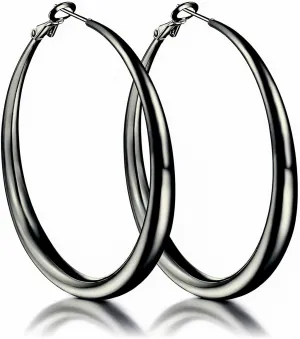 Sterling Silver Hoop Earrings for Women - Large Thick Hypoallergenic Big S925 Silver Earrings Jewelry