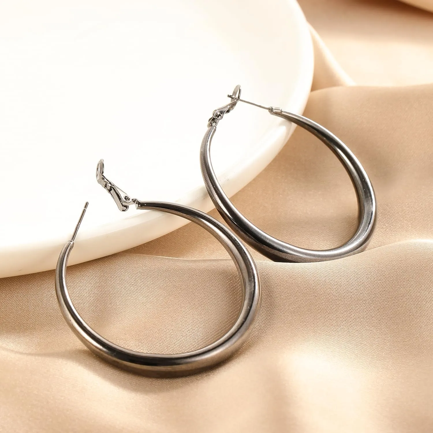 Sterling Silver Hoop Earrings for Women - Large Thick Hypoallergenic Big S925 Silver Earrings Jewelry