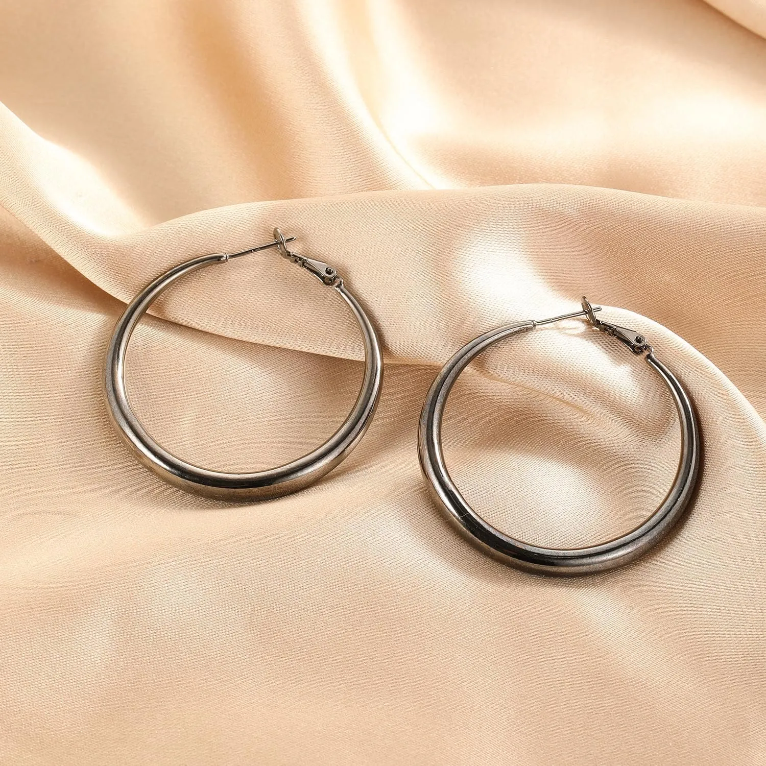 Sterling Silver Hoop Earrings for Women - Large Thick Hypoallergenic Big S925 Silver Earrings Jewelry