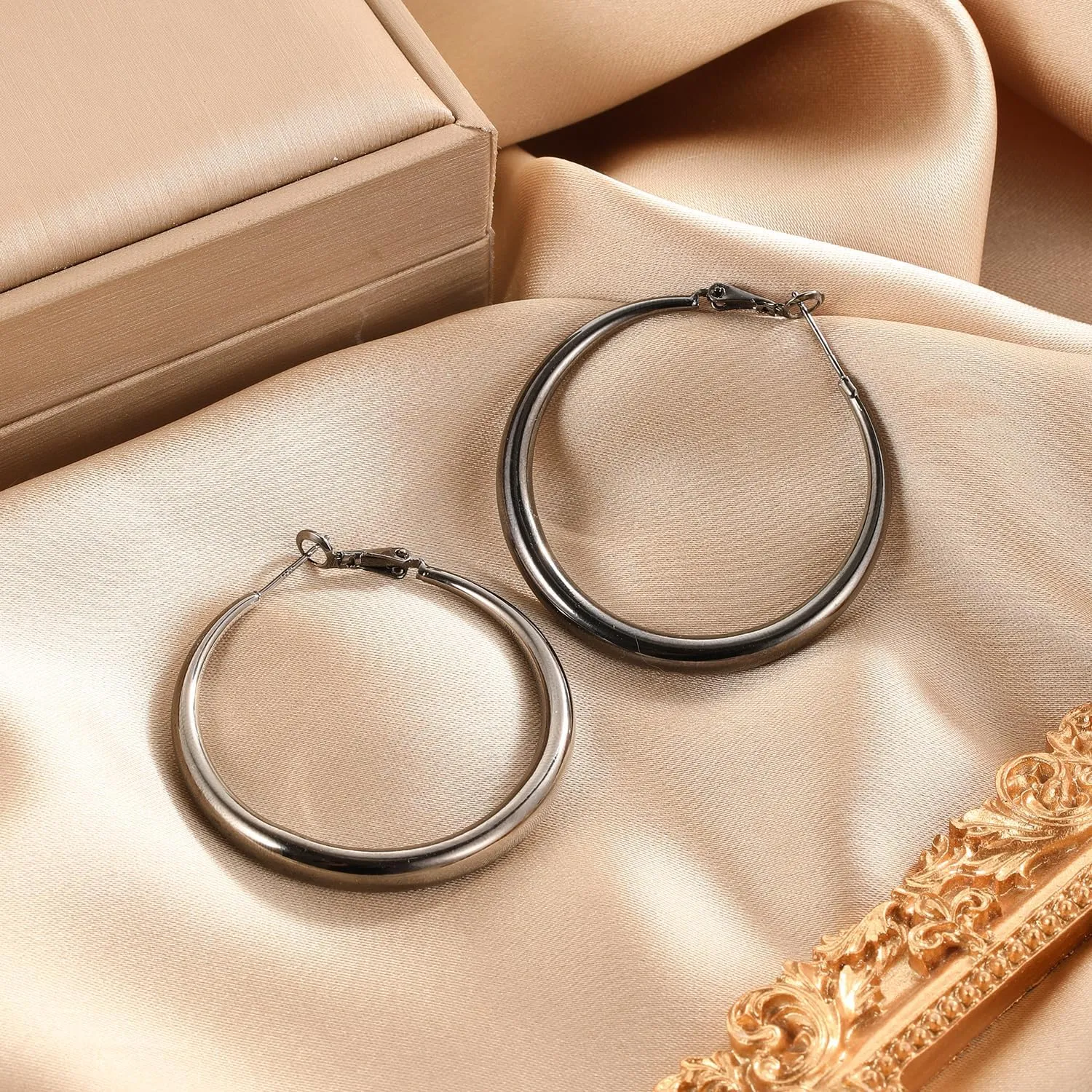Sterling Silver Hoop Earrings for Women - Large Thick Hypoallergenic Big S925 Silver Earrings Jewelry