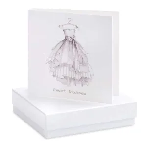 Sweet Sixteen Birthday Silver Earring Designer Card by Crumble and Core