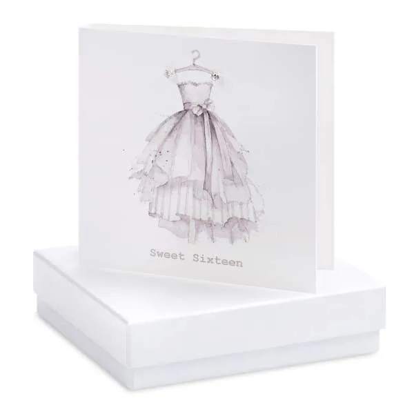 Sweet Sixteen Birthday Silver Earring Designer Card by Crumble and Core