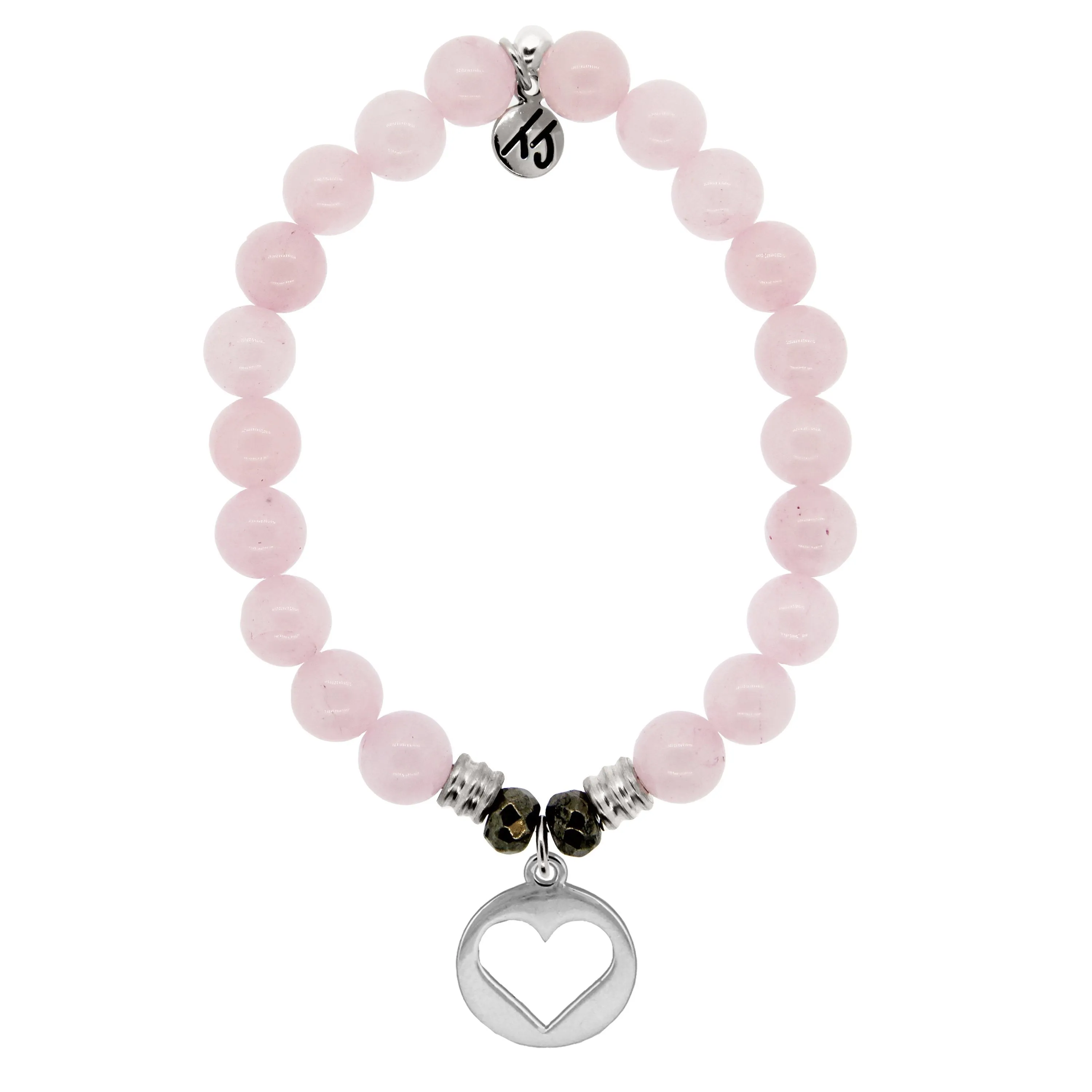 T.Jazelle- Rose Quartz "Heart" Charm Bracelet