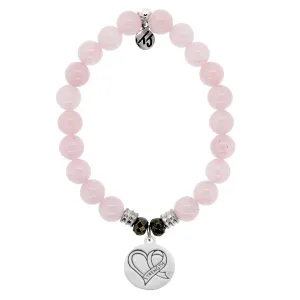 T.Jazelle- Rose Quartz "Strength Heart" Charm Bracelet